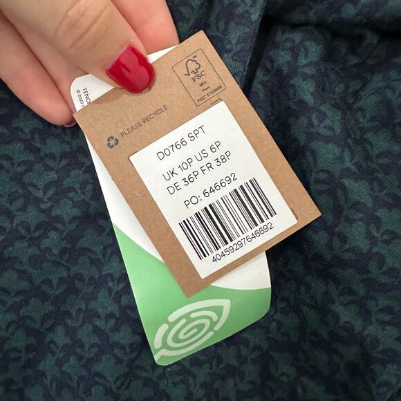 US 6P Boden Turquoise Print Long Sleeve Midi Dress NWT - Picture 4 of 6